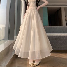 批发大码<b class='q'>半身裙</b>女纯色高腰a字裙极简风设计感大摆中长裙子