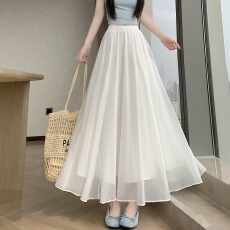 批发<b class='q'>大码</b>半身裙女纯色高腰a字裙极简风设计感大摆中长裙子