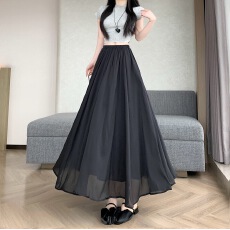 批发大码<b class='q'>半身裙</b>女纯色高腰a字裙极简风设计感大摆中长裙子