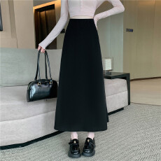 批发实拍~大码胖MM秋<b class='q'>冬</b>韩版百搭毛呢松紧百搭厚款直筒裙高腰ins半身裙