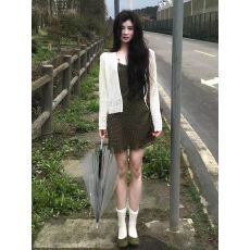 批发法式复古波点<b class='q'>双层</b>蕾丝花边<b class='q'>背心</b>连衣裙子女无袖A字中长裙