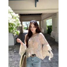 批发精灵小衫 自带仙气定染花色碎花系带小衫<b class='q'>两件套</b>新品