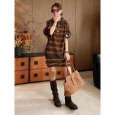 批发小个子显高炸街套装2025<b class='q'>秋</b>冬新款慵懒气质软糯条纹针织衫半裙女装