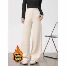批发2025新款时尚百搭阔腿裤女秋冬季小个子窄版直筒毛呢西装休闲裤潮