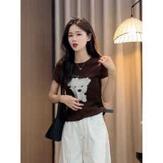 批发2026夏季新品短款修身款短袖可爱卡通小狗短袖<b class='q'>T</b><b class='q'>恤</b>女圆领百搭上衣