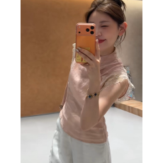 批发新中式国风立领盘扣无袖衬衫女2026新款设计感蕾丝边气质显瘦上衣