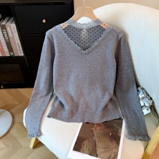 批发实拍2025冬季新款内搭毛衣厚款<b class='q'>网纱</b>拼接半高领打底针织衫