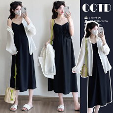 批发实拍 春夏季2026新品时尚吊带裙<b class='q'>宽松</b>孕妇连衣裙+防晒衫两件套夏