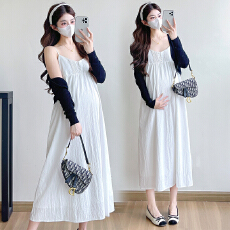 批发实拍 2026春夏季新品时尚吊带裙<b class='q'>宽松</b>孕妇连衣裙+防晒衫两件套