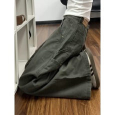 批发军绿色宽松阔腿工装牛仔裤女夏季新款复古<b class='q'>高腰</b>显瘦垂感百搭拖地裤