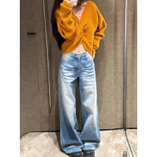 批发水洗复古抓纹<b class='q'>牛仔</b>裤蓝色长裤女秋冬2025垂感高腰百搭阔腿裤拖地裤