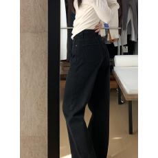 批发黑色窄版直筒拖地<b class='q'>牛仔裤</b>女2025秋季新款高腰显瘦宽松垂感阔腿长裤