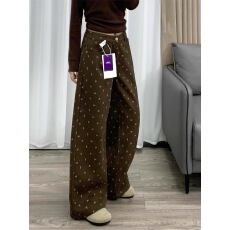 批发美拉德复古棕色碎花牛仔裤女2026<b class='q'>春</b>季新款高腰宽松直筒阔腿拖地裤
