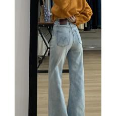 批发浅蓝色不贴腿微喇<b class='q'>牛仔</b>裤女2026春季新款高腰宽松百搭弹力喇叭裤子