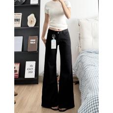 批发美式复古黑色辣妹阔腿微喇叭牛仔裤女2026夏季宽松显瘦拖地<b class='q'>裤子</b>潮