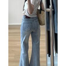 批发美式浅色微喇牛仔裤<b class='q'>女</b>2026夏季小个子宽松显瘦不贴腿拖地喇叭裤子