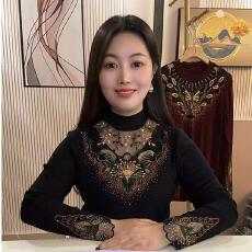 批发蕾丝打底衫女加绒加厚秋冬新款<b class='q'>长袖</b>2025年时尚百搭气质镶钻上衣