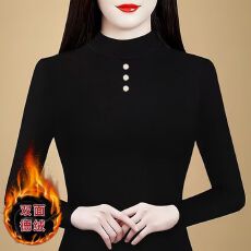 批发2025秋冬时尚修身双面德绒打底衫女洋气保暖内搭半高领上衣