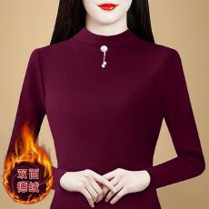 批发2025秋冬时尚修身双面德绒打底衫女洋气保暖内搭半高领上衣