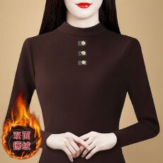 批发2025秋冬时尚修身双面德绒打底衫女洋气保暖内搭半高领上衣