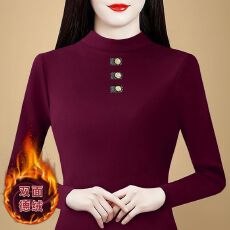 批发2025秋冬时尚修身双面德绒打底衫女洋气保暖内搭半高领上衣