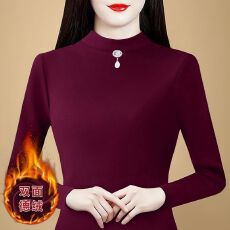 批发2025秋冬时尚修身双面德绒打底衫女洋气保暖内搭半高领上衣