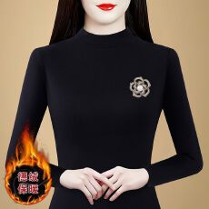 批发2025秋冬时尚修身双面德绒打底衫女洋气保暖内搭半高领上衣