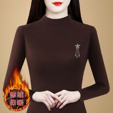 批发2025秋冬时尚修身双面德绒打底衫女洋气保暖内搭半高领上衣