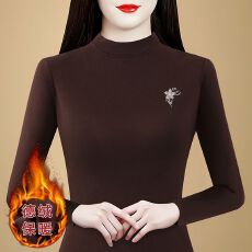 批发2025秋冬时尚修身双面德绒打底衫女洋气保暖内搭半高领上衣