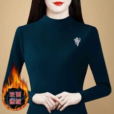 批发2025秋冬时尚修身双面德绒打底衫女洋气保暖内搭半高领上衣