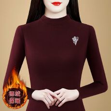 批发2025秋冬时尚修身双面德绒打底衫女洋气保暖内搭半高领上衣