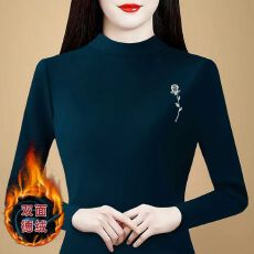 批发2025秋冬时尚修身双面德绒打底衫女洋气保暖内搭半高领上衣