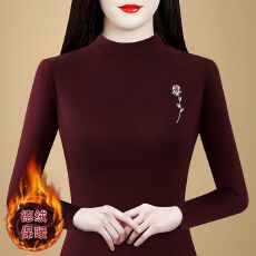 批发2025秋冬时尚修身双面德绒打底衫女洋气保暖内搭半高领上衣