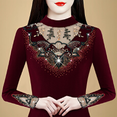 批发2025秋冬时尚修身蕾丝网纱打底衫女洋气保暖内搭半高领上衣