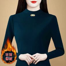 批发2026秋冬时尚修身双面德绒打底衫女洋气保暖内搭半高领上衣