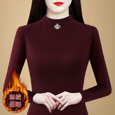 批发2026秋冬时尚修身双面德绒打底衫女洋气保暖内搭半高领上衣