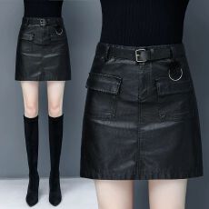 批发不配腰带pu小皮裙女士半身裙秋冬季<b class='q'>新款</b>高腰a字短裙一步裙子