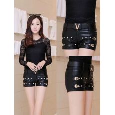 批发不配腰带皮<b class='q'>短裤</b><b class='q'>女</b>2025秋冬修身高腰显瘦加绒性感PU皮裤子打底外穿