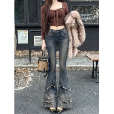 批发纯欲辣妹微喇叭<b class='q'>牛仔裤</b>女2025秋冬新款修身显瘦小个子马蹄裤潮