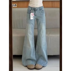 批发复古<b class='q'>微喇</b><b class='q'>牛仔裤</b>女2025秋冬季新款宽松阔腿显瘦垂感拖地裤