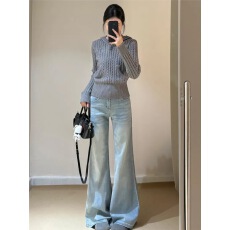 批发<b class='q'>微喇</b>叭<b class='q'>牛仔裤</b>女2026年百搭秋冬季显瘦不贴腿拖地裤子ins