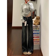 批发<b class='q'>微喇</b><b class='q'>牛仔裤</b>女2025冬季新款美式复古双排扣弹力高腰显瘦喇叭裤