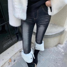 批发秋冬美式辣妹风复古高腰修身牛仔裤女显瘦紧身弹力铅笔九分裤