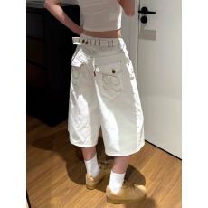 批发美式复古巴黎扣原牛牛仔七分裤夏季<b class='q'>男</b>女宽松休闲设计感阔腿<b class='q'>短裤</b>