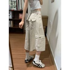 批发浅杏色工装<b class='q'>牛仔</b>七分裤女夏季新款<b class='q'>高腰</b>宽松显瘦直筒<b class='q'>短裤</b>百搭休闲裤