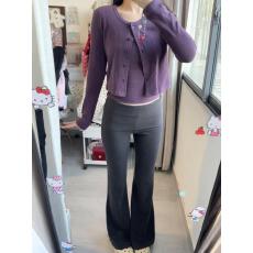 批发韩系辣妹紫色吊带背心<b class='q'>开衫</b>女春秋2025短款修身内搭长袖上衣两件套