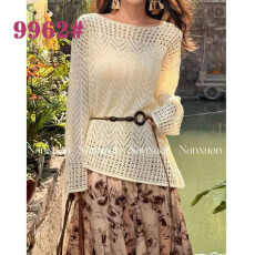 批发南萱 春季新款一字领不对称设计感宽松百搭镂空针织罩毛衫+腰带