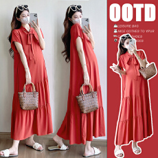 批发实拍 孕妇法式气质显瘦绑带蝴蝶结连衣裙简约<b class='q'>休闲</b>中长款裙子