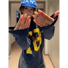 批发美式复古<b class='q'>街头</b>数字长袖t恤女早秋宽松球衣户外运动学院风休闲上衣
