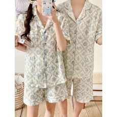 批发实拍实价 高级感情侣睡衣短袖短裤<b class='q'>男士</b>套装纯棉棉纱<b class='q'>休闲</b>女家居服